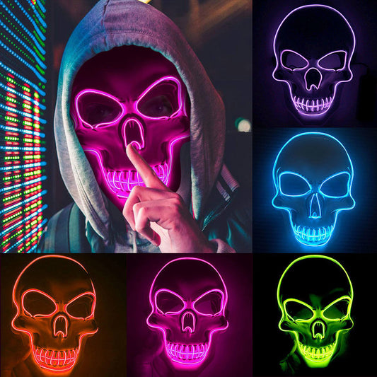 Halloween Skeleton Mask LED Glow Scary Mask by http://Loyshop.shop
