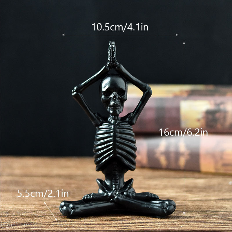 Halloween Horror Desktop Decoration Resin Ornaments Feature Modeling Yoga Skull Skeleton by http://Lolyshop.shop