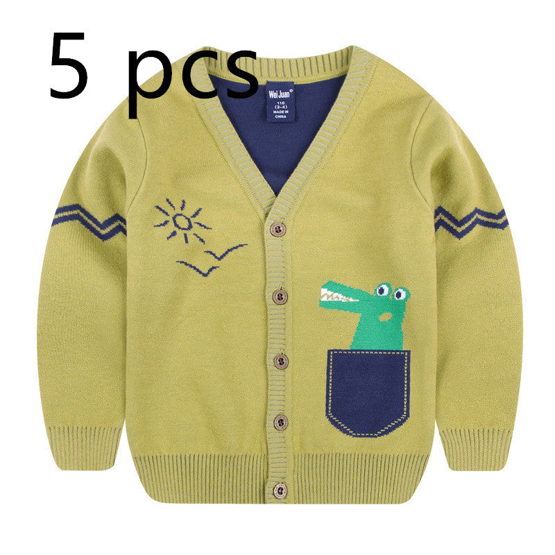 Flying vehicle dinosaur V-neck cartoon sweater by http://Lolyshop.shop