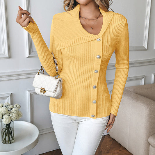 Asymmetric V-neck Slim Fit Sweater Women by http://Loyshop.shop