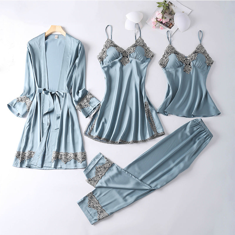 Four-piece dressing gown female summer suit by http://Lolyshop.shop