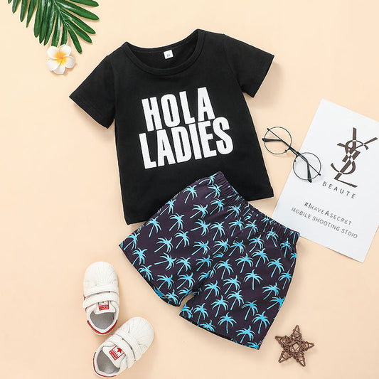 Kid Shorts Set Children's Summer Clothing Letter T-shirt Korean Two-piece For Boys by http://Lolyshop.shop