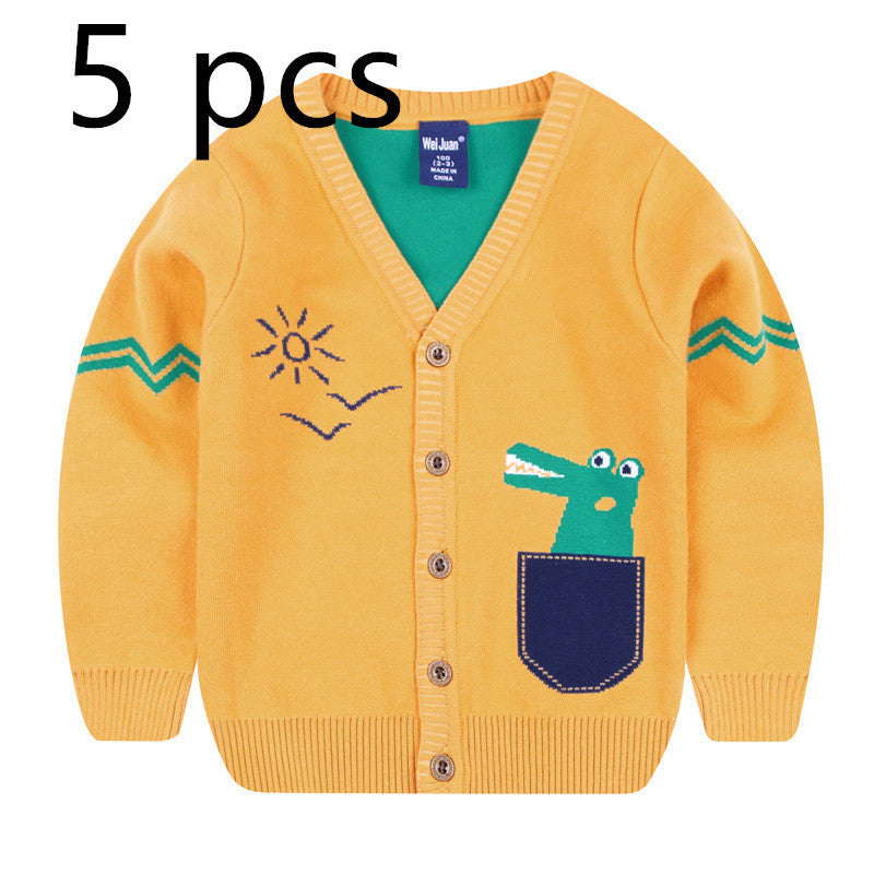 Flying vehicle dinosaur V-neck cartoon sweater by http://Lolyshop.shop