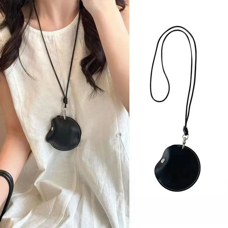 Simple Personalized Multifunctional Leather Sunglasses Clip Organizer Necklace Creative Cute Pouch Pendant Sweater Chain Jewelry