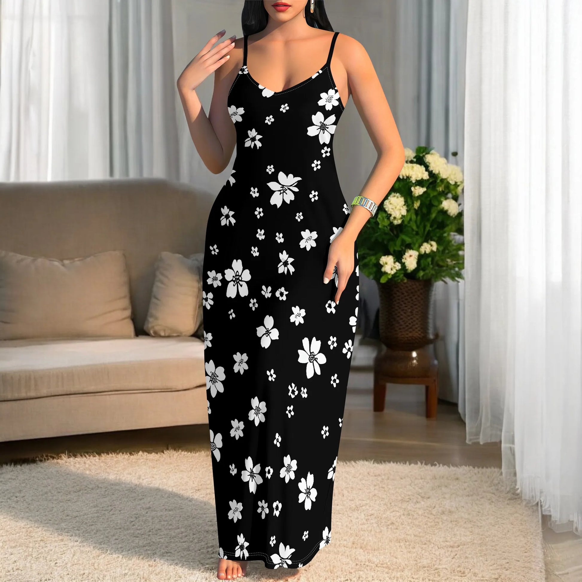 Women's 2025 spring and summer sleeveless knee length dress with hollowed out pullover, butterfly print beach casual dress by http:// Lolyshop.shop