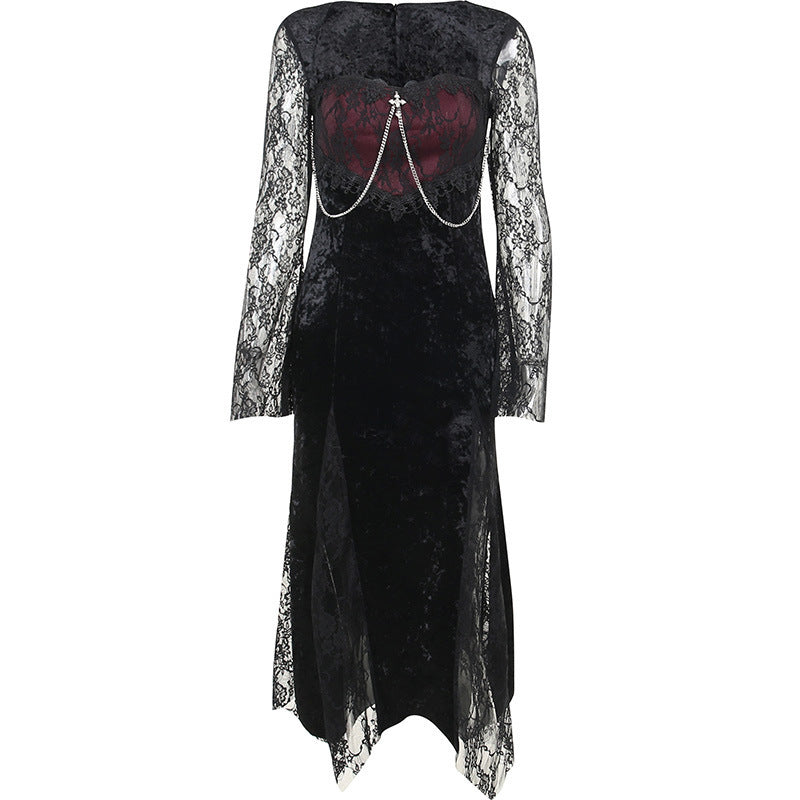 Lace Stitching Cross Dress Women by http://Lolyshop.shop