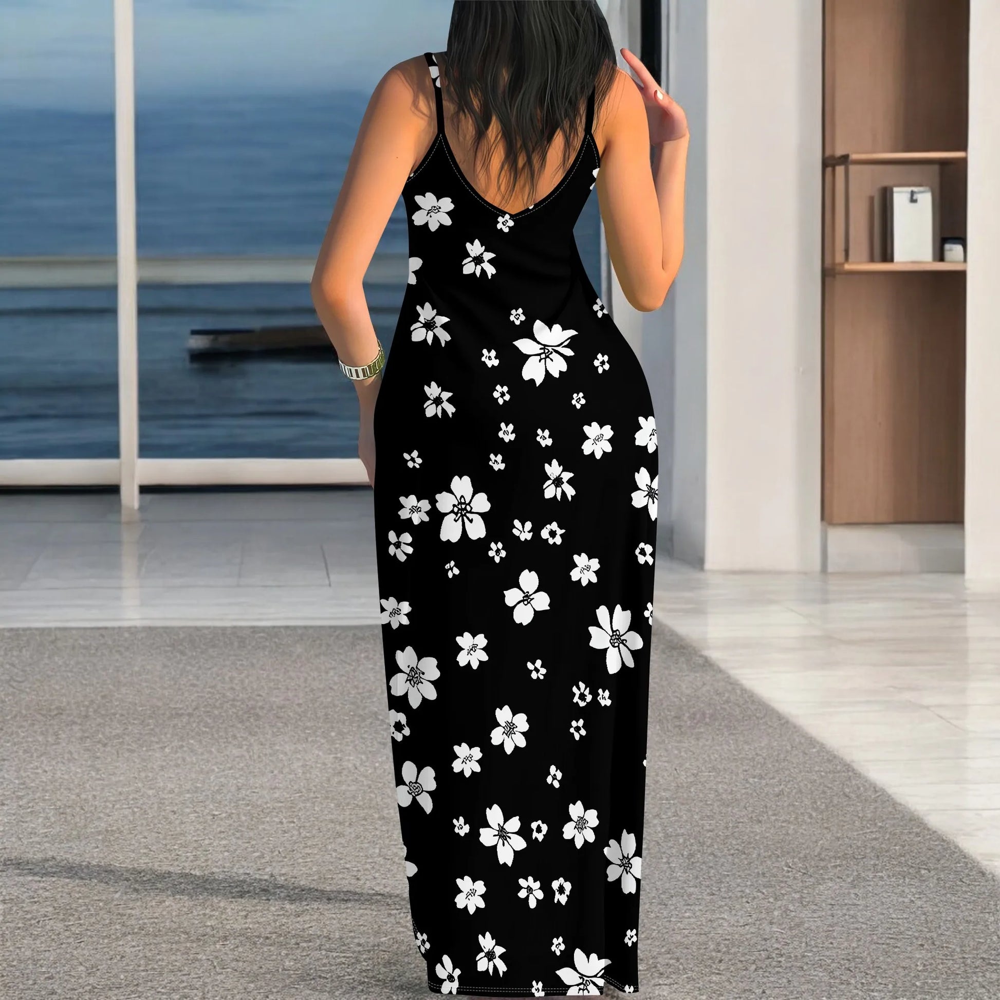 Women's 2025 spring and summer sleeveless knee length dress with hollowed out pullover, butterfly print beach casual dress by http:// Lolyshop.shop