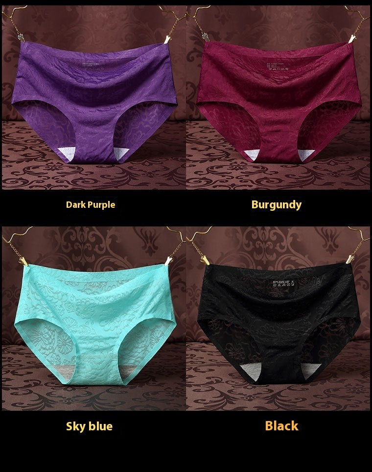 Ice Silk Seamless Panties Women's Mid-waist Jacquard