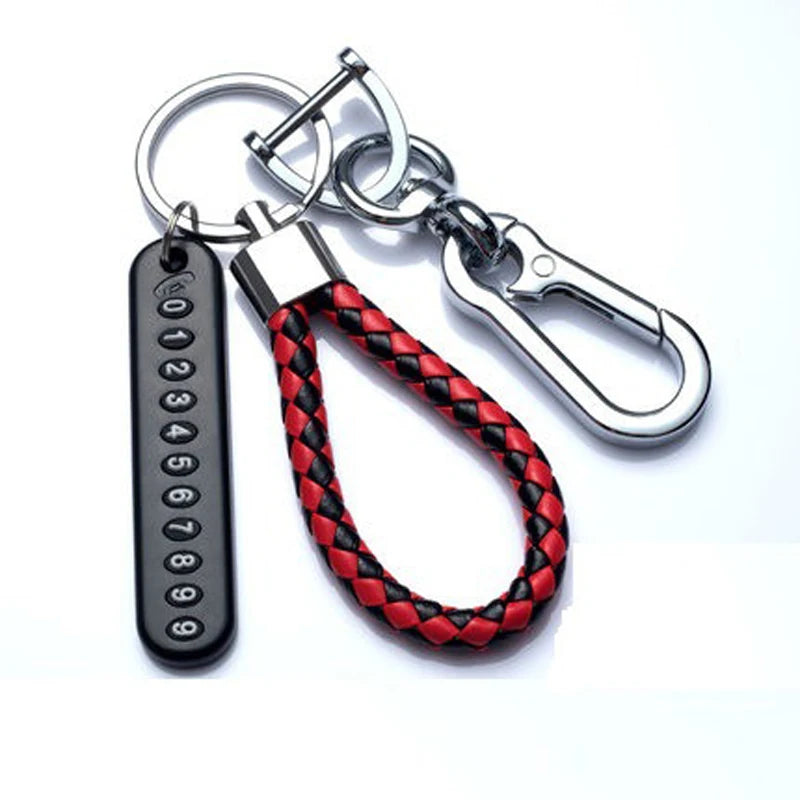 Trendy DIY Mobile Phone Number Plate Pendant Keychain for Men Punk Simple Woven Leather Rope Anti-lost Car Key Chain Accessories - Http:// Lolyshop.shop