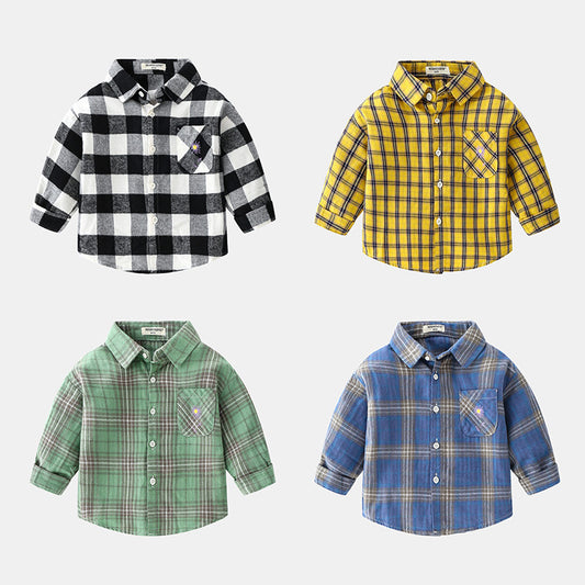 Boys new plaid car lapel long sleeve shirt by http://Lolyshop.shop