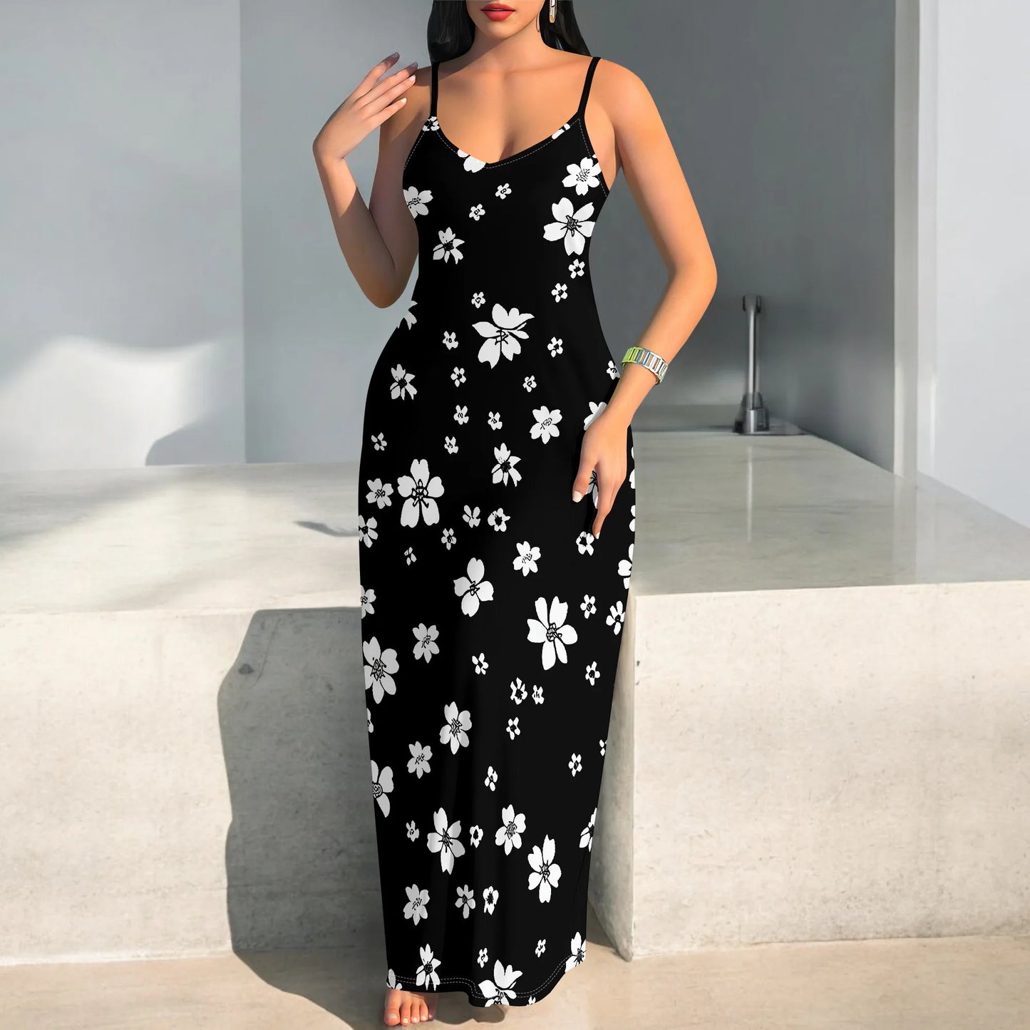 Women's 2025 spring and summer sleeveless knee length dress with hollowed out pullover, butterfly print beach casual dress by http:// Lolyshop.shop