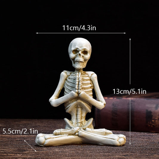 Halloween Horror Desktop Decoration Resin Ornaments Feature Modeling Yoga Skull Skeleton by http://Lolyshop.shop