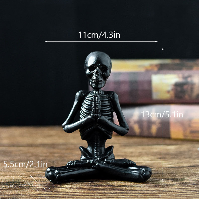 Halloween Horror Desktop Decoration Resin Ornaments Feature Modeling Yoga Skull Skeleton by http://Lolyshop.shop
