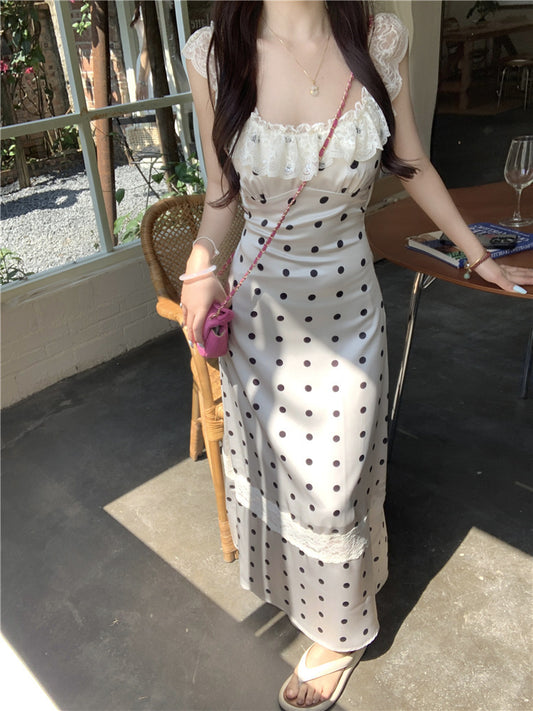 Polka Dot Brace Dress Women
