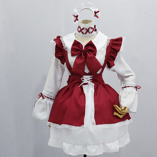 Halloween Red Anime Character Cosplay Clothes Gothic Style Maid Costume