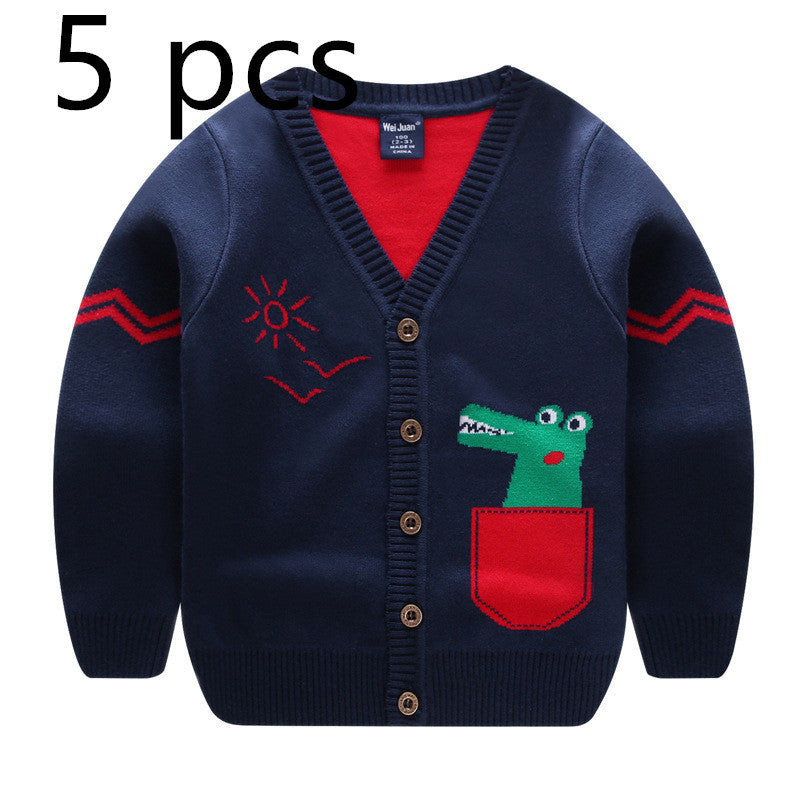 Flying vehicle dinosaur V-neck cartoon sweater by http://Lolyshop.shop