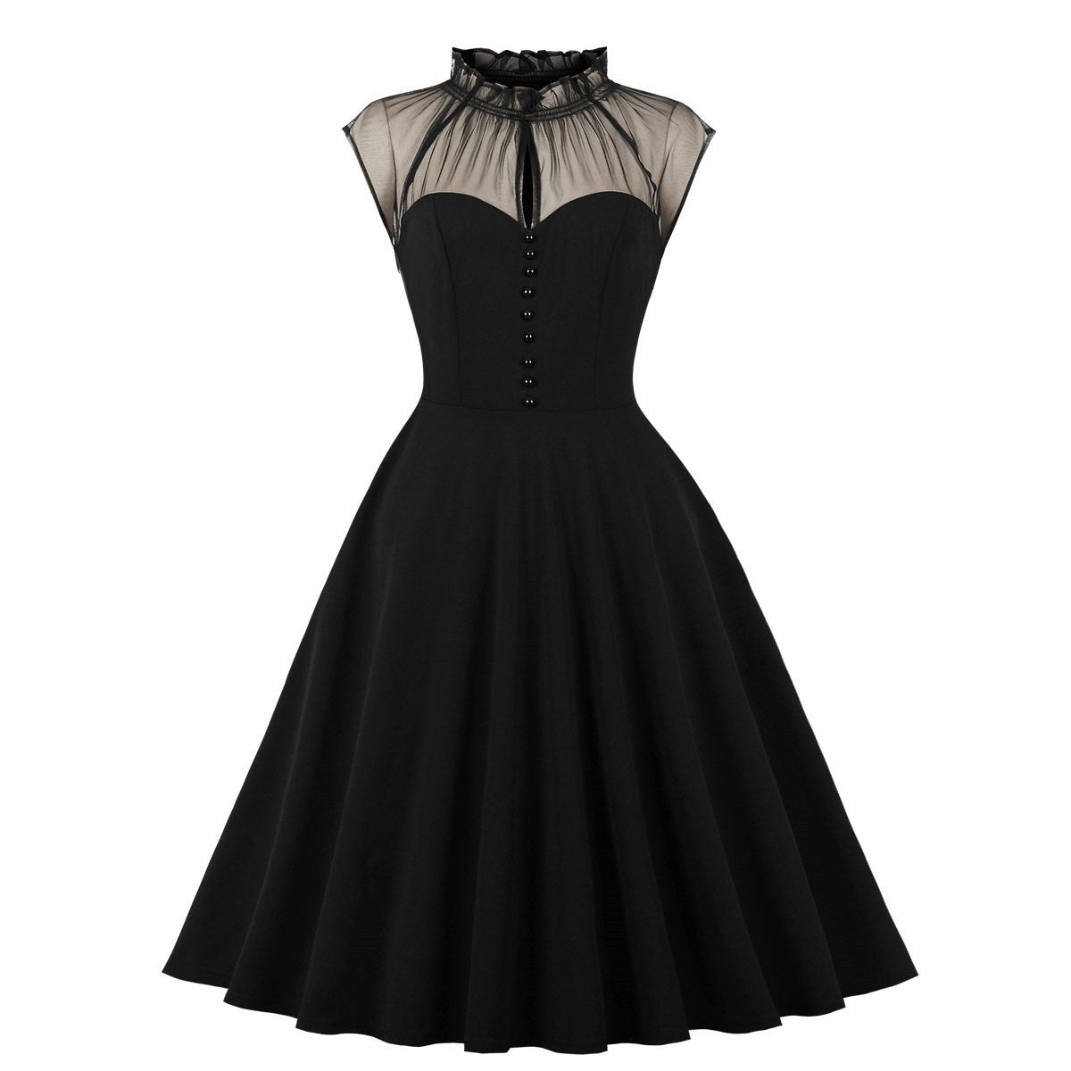 Women's Mesh Stitching Flying Sleeves Elegance Retro Dress by http://Lolyshop.shop