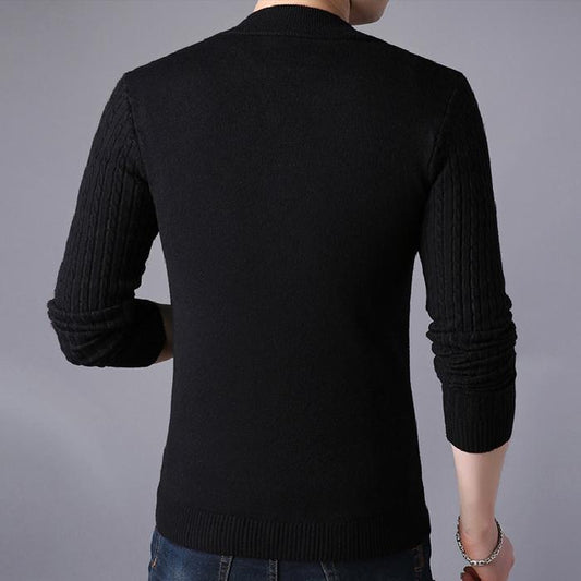 Solid Color Twist Knit Cardigan With Zip Sweater Coat