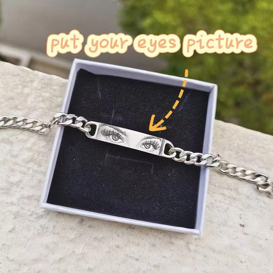 Personalized Human Eye Bracelet DIY Laser Engraved Stainless Steel Couple Bracelet Engraved Portrait Bracelet https://Lolyshop.shop