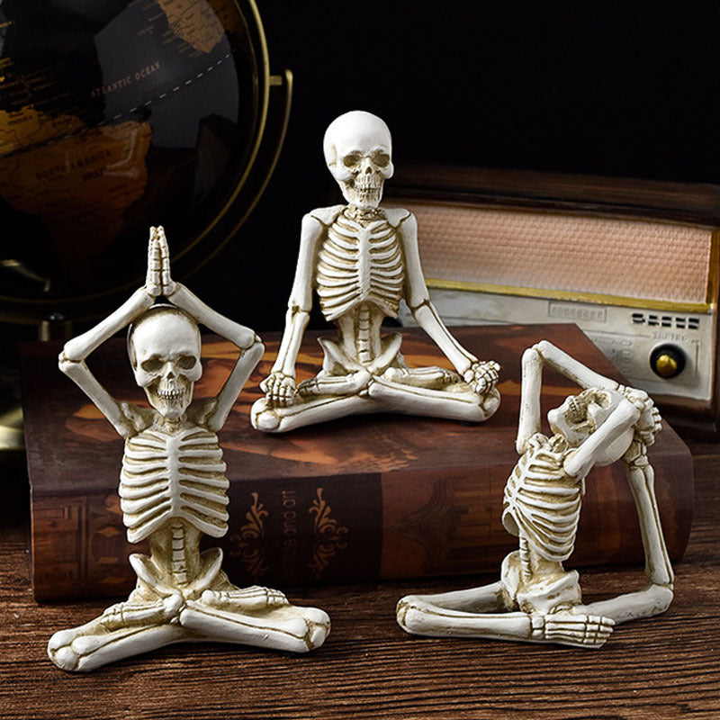 Halloween Horror Desktop Decoration Resin Ornaments Feature Modeling Yoga Skull Skeleton by http://Lolyshop.shop