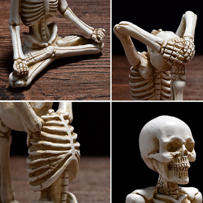 Halloween Horror Desktop Decoration Resin Ornaments Feature Modeling Yoga Skull Skeleton by http://Lolyshop.shop