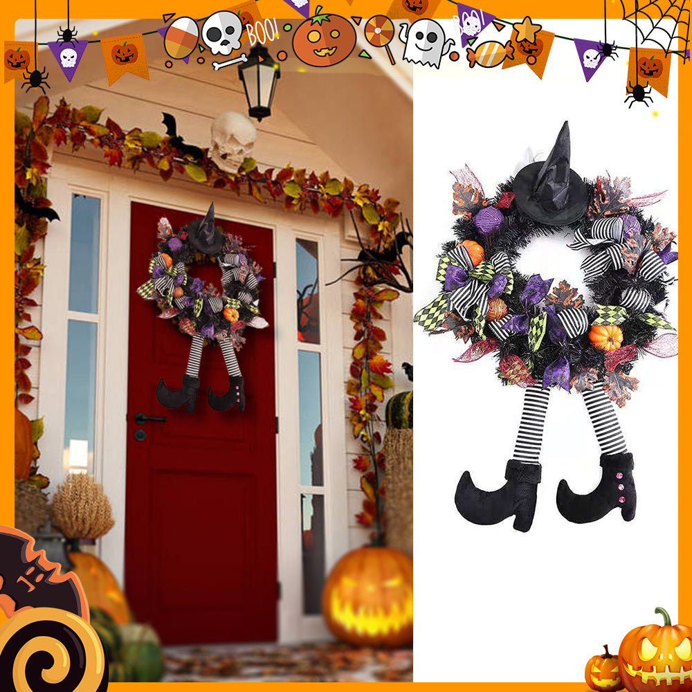 Halloween Door Hanging Wreath Supplies Decoration Halloween Witch Hat Leg Pumpkin Door Wreath Halloween For Home Party Supplies by http://Loyshop.shop