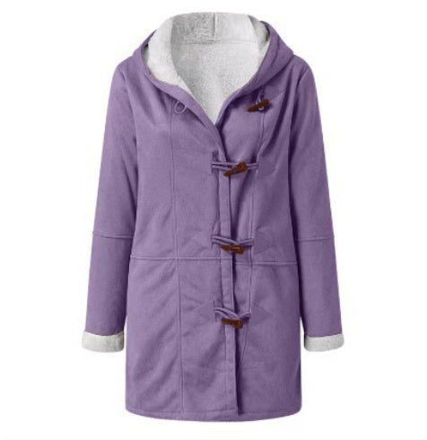 Winter Button Coat Fashion Warm Hooded Jacket With Pockets Women's Clothing - Http:// Lolyshop.shop