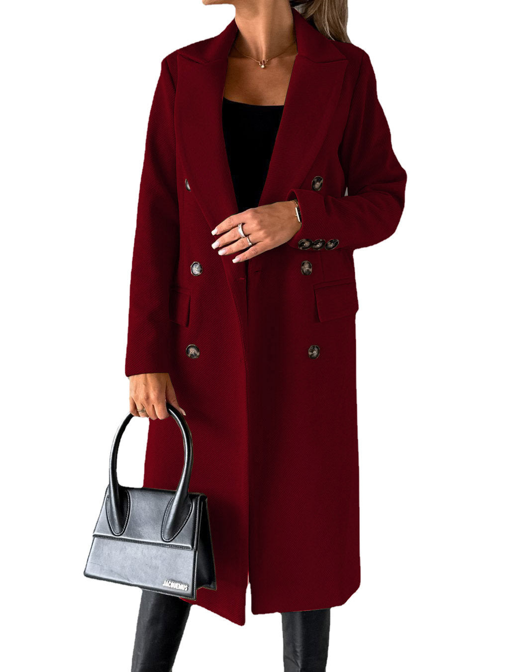 Double Breasted Lapel Coat Winter Fashion Solid Slim Long Jacket Long Sleeve Tops Womens Clothing by http://Loyshop.shop