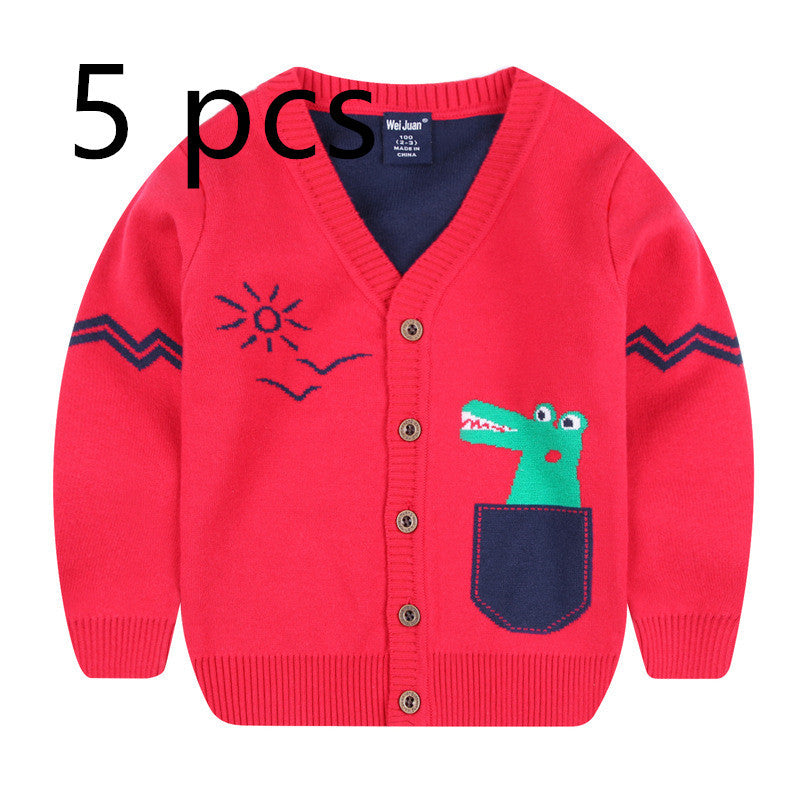 Flying vehicle dinosaur V-neck cartoon sweater by http://Lolyshop.shop