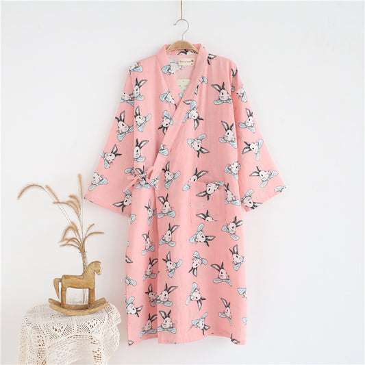 Cotton Gauze Lace-up Home Wear Cotton Moisture-wicking Clothing Kimono Robe by http://Lolyshop.shop