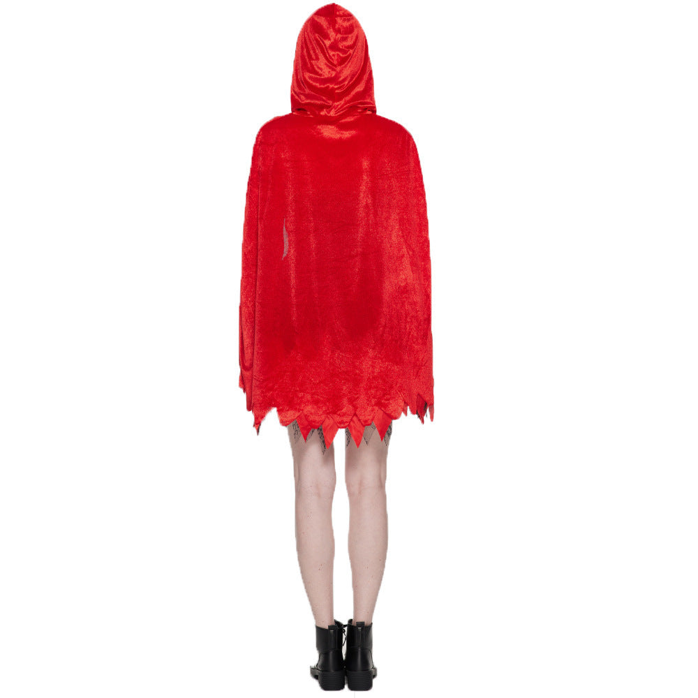 Spot Halloween New Classic Little Red Riding Hood Cosplay Clothes Bloodstain Horror Performance Costumes Witch Suit Dress by http://Loyshop.shop