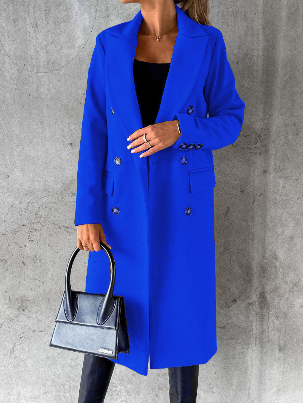 Double Breasted Lapel Coat Winter Fashion Solid Slim Long Jacket Long Sleeve Tops Womens Clothing by http://Loyshop.shop