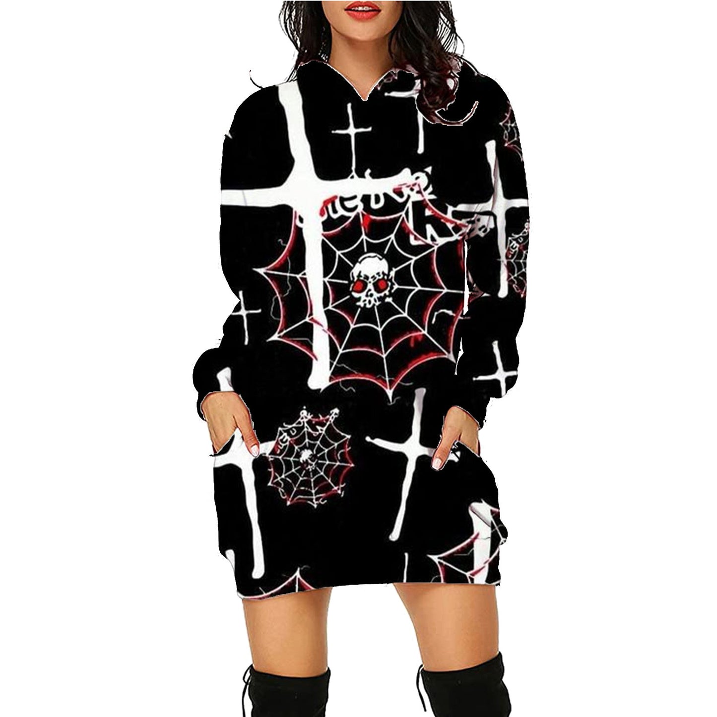Halloween Print Long Hoodie With Pockets Sweater Long Sleeve Clothes Women by http://Loyshop.shop