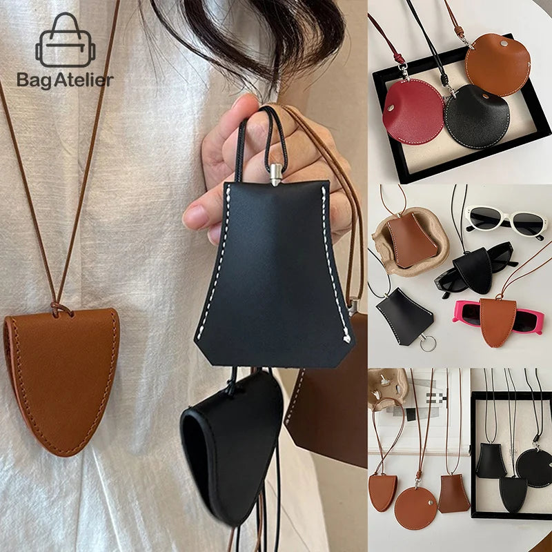Simple Personalized Multifunctional Leather Sunglasses Clip Organizer Necklace Creative Cute Pouch Pendant Sweater Chain Jewelry