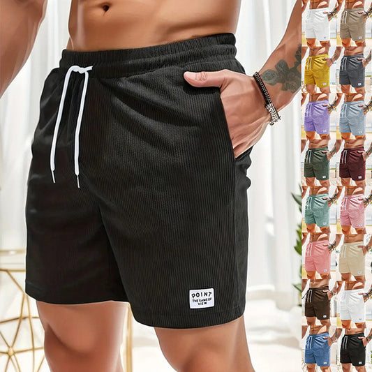 Lace-up Drawstring Shorts Summer Corduroy Sports Short Pants Mens Clothing by http://Lolyshop.shop
