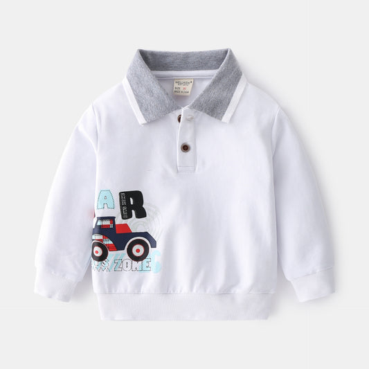 New Fashion Cute Cartoon Print Boys Lapel Sweater by http://Lolyshop.shop