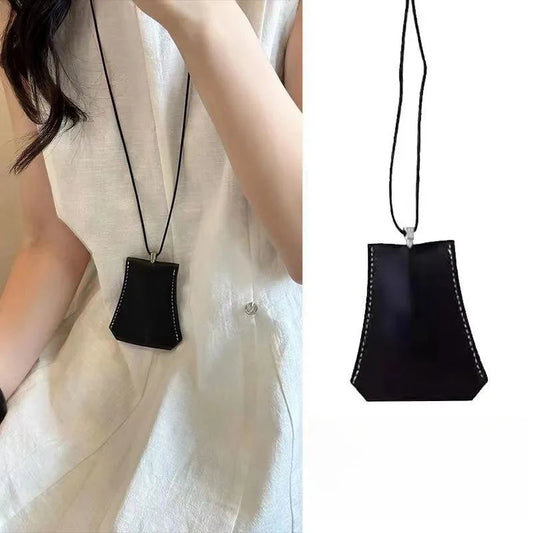 Simple Personalized Multifunctional Leather Sunglasses Clip Organizer Necklace Creative Cute Pouch Pendant Sweater Chain Jewelry