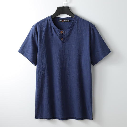Short Sleeve T-shirt Sub-cotton And Linen Slit Loose Plus-sized Half Sleeve by http://Lolyshop.shop