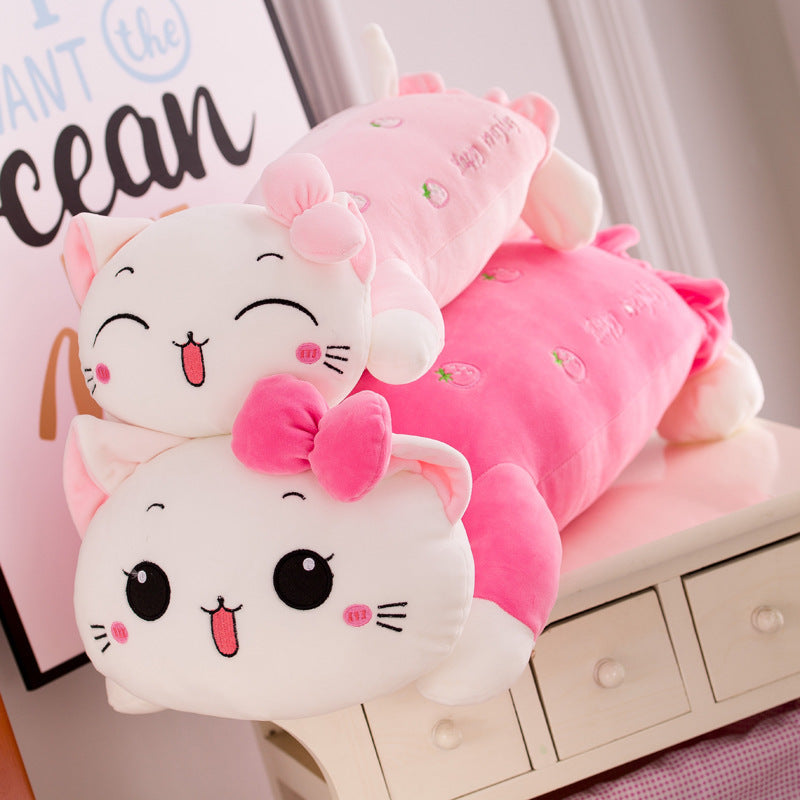 Girl's Heart Cat Plush Toy Soft Long Pillow by http://Lolyshop.shop