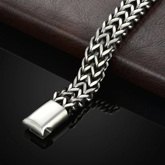 Stainless Steel Braided Double Row Front and Rear Fish Scale Alloy Magnetic Buckle Bracelet with Keel Jewelry New Model by http:// Lolyshop.shop