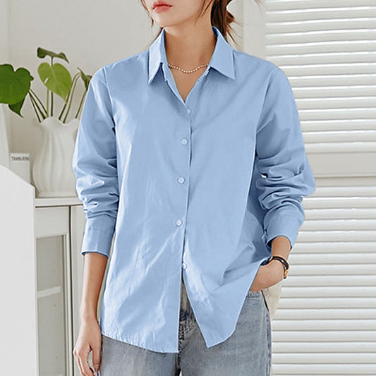 French Style Elegant Long Sleeve Blouse Women's Pure Cotton