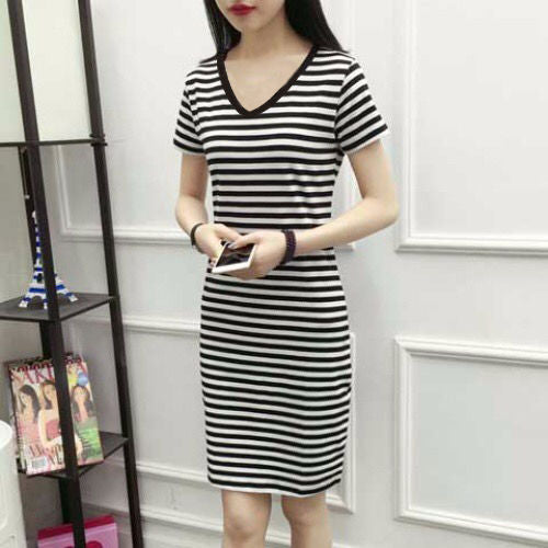 Korean Style Mid-length Dress Slim Fit Slimming