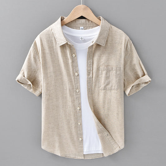 Thin Menswear Linen Short Sleeve Shirt by http://Lolyshop.shop