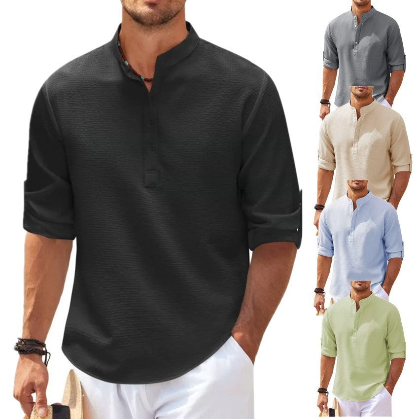 Stand Collar Button Shirt Summer Pineapple Texture Shirt Casual Top Men's Clothing by http://Lolyshop.shop