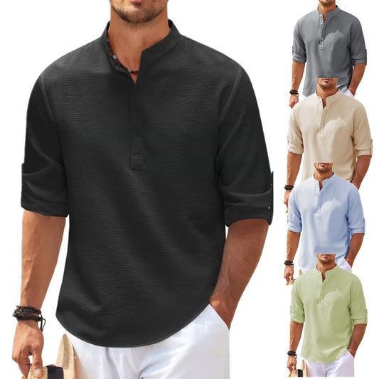 Stand Collar Button Shirt Summer Pineapple Texture Shirt Casual Top Men's Clothing by http://Lolyshop.shop
