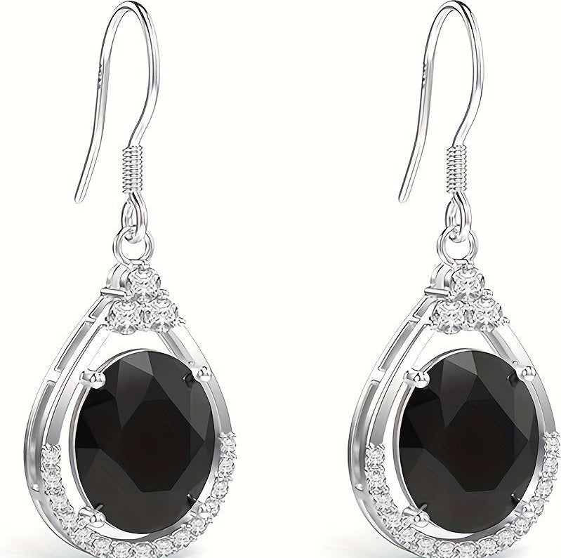 Elegant Black Cubic Zirconia Drop Earrings