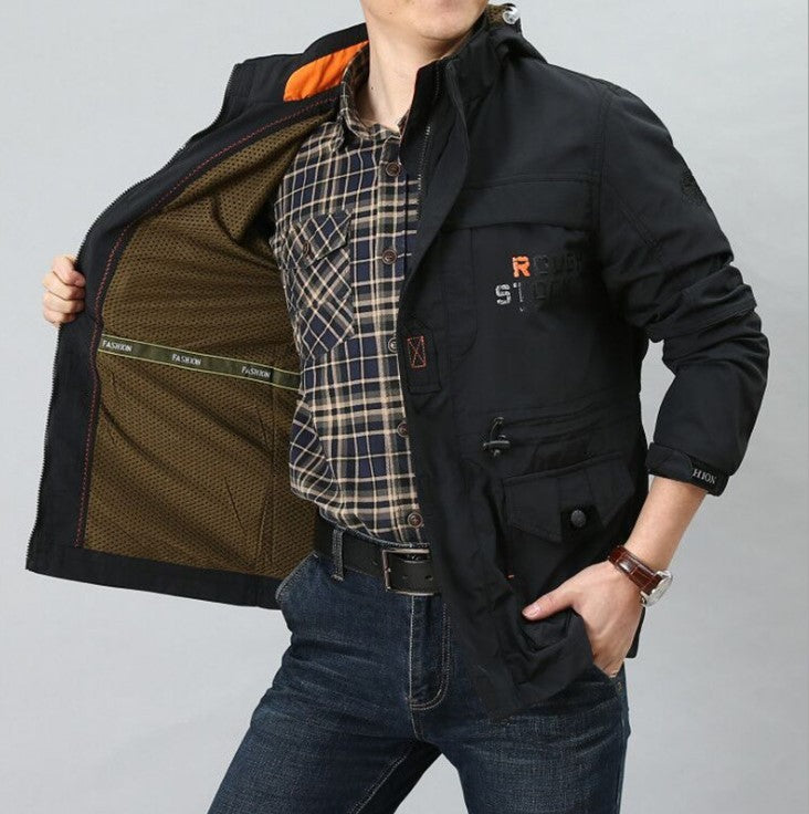 Men's Medium To Long Casual Outdoor Hooded Plus Size Jacket by http://Lolyshop.shop