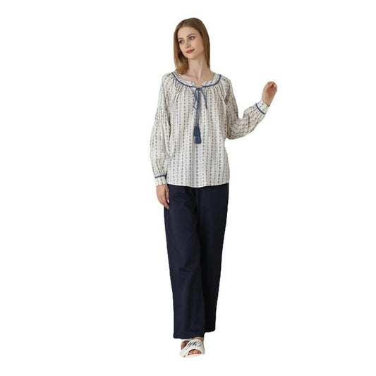 Pyjamas Female Korean Version Stripes Solid Color Simple Wind Comfortable Long Sleeve Set Cotton Home Wear Can Be Worn by http://Lolyshop.shop