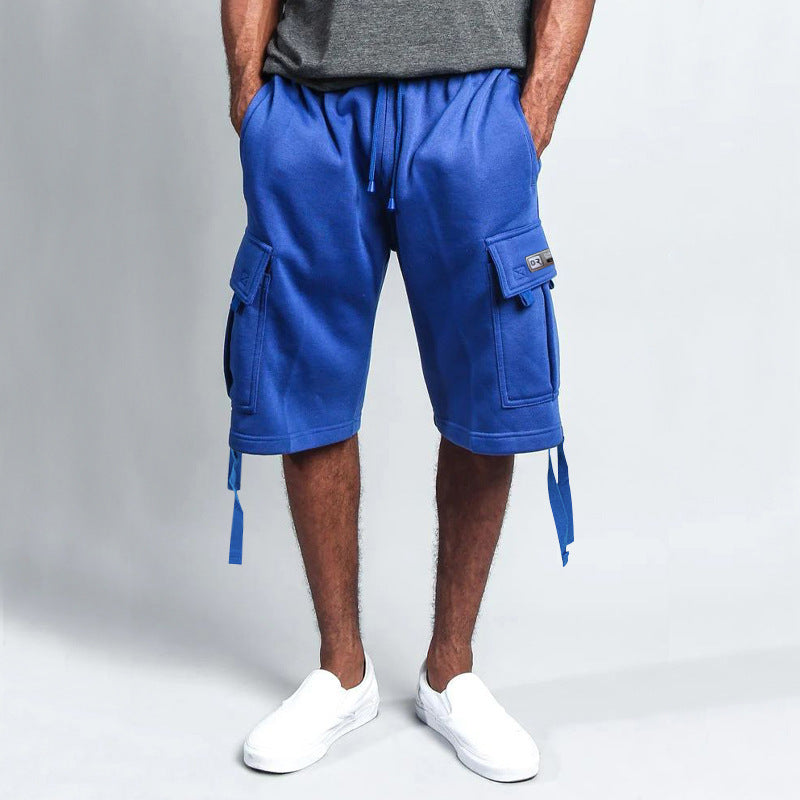 Men's Casual Five-point Overalls Multi-pocket Loose Straight Shorts by http://Lolyshop.shop