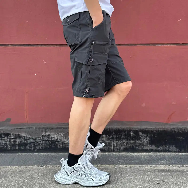 Short Pants for Men with Zipper Cotton Solid Pockets Mens Cargo Shorts Designer Casual Nylon Harajuku Loose Beautiful Popular - Http:// Lolyshop.shop